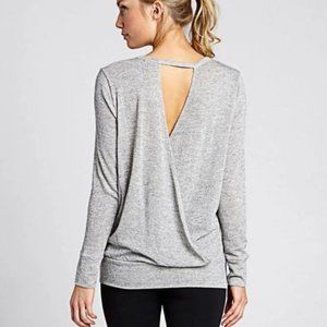 Beyond Yoga open back surplice silver sweater